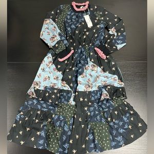 POR Girls Dress- Blue Patchwork